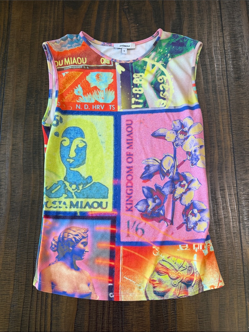 Miaou Bright Multicolor Graphic Tank Top - Pink, Yellow, Blue, Orange